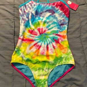 NWT Xhilaration Vibrant Tie-Dye Kids One Piece Swimsuit